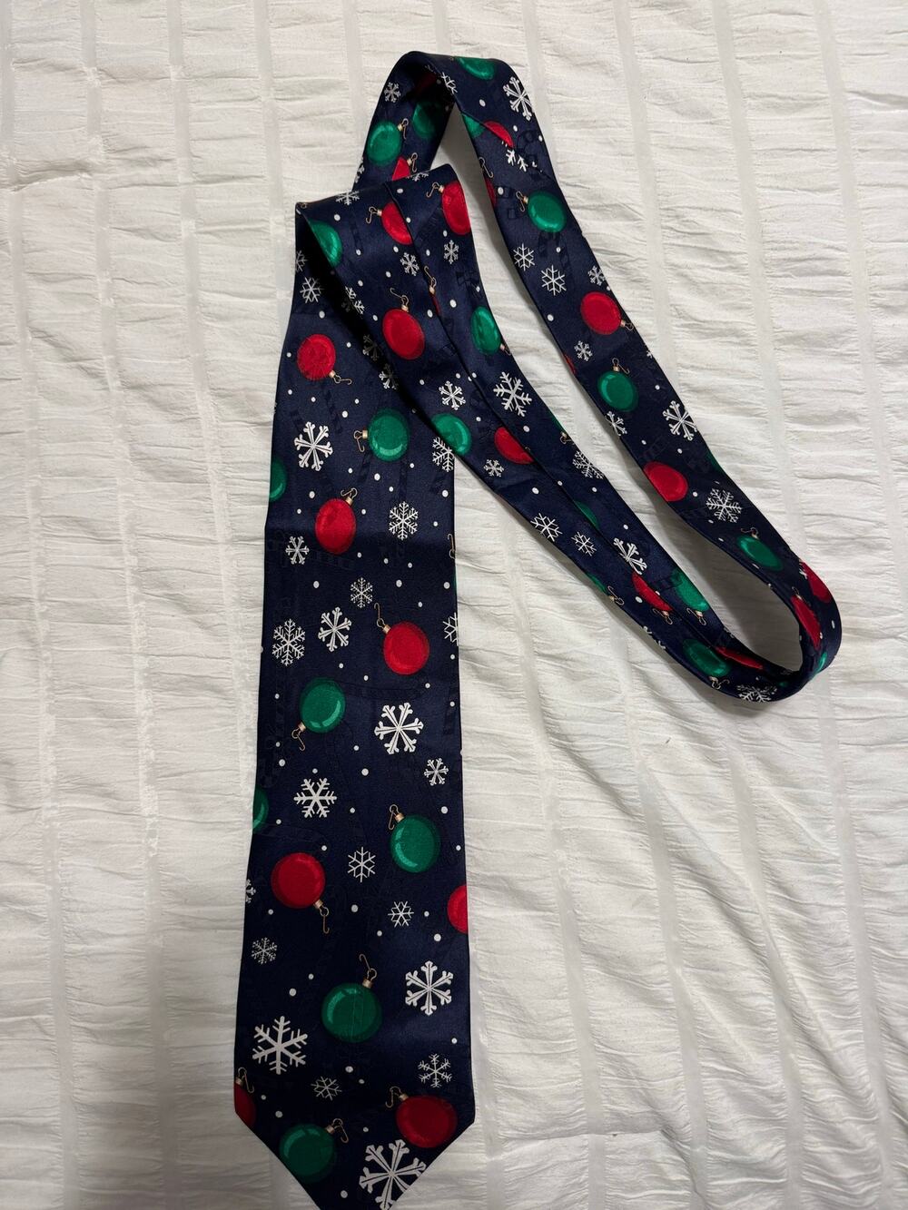 Yule Tie Greetings Christmas Tie Ornaments and Snowflakes Business Party Holiday